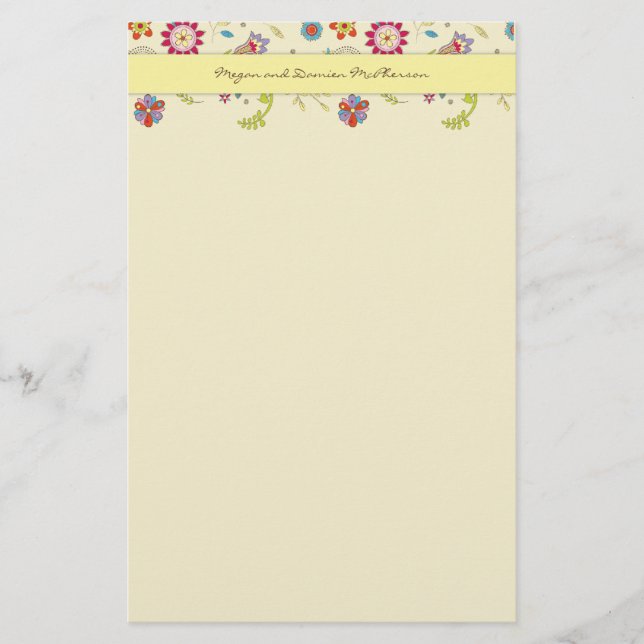 Retro Flowers · Yellow · Stationery (Front)