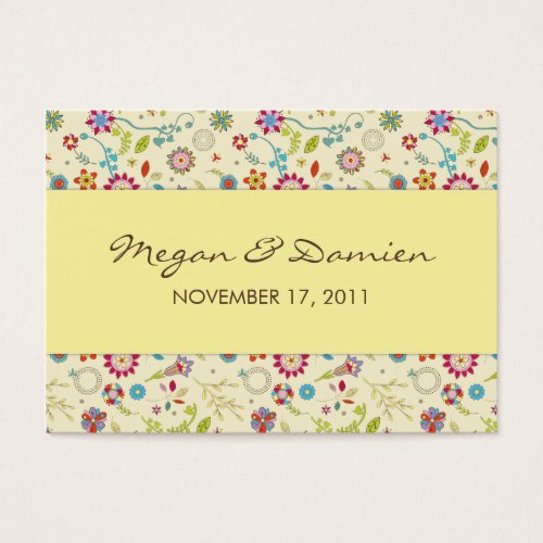 Retro Flowers · Yellow · Wedding Favor Tag Business Cards