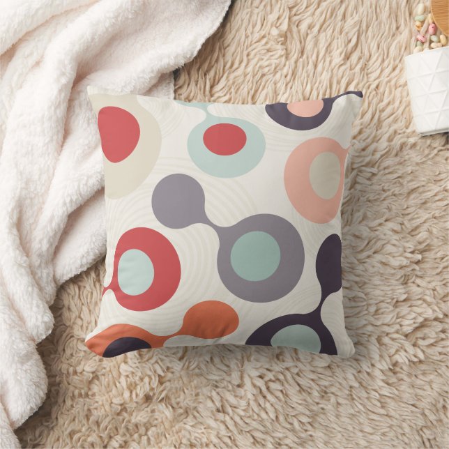 Retro Fluid Shapes Geometric Throw Pillow (Blanket)