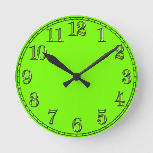 Retro Fluoro Lime-Green Wall Clock | Zazzle