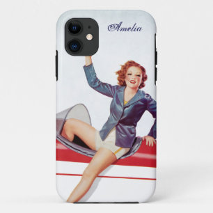 Retro Fly Girl Personalized iPhone 11 Case