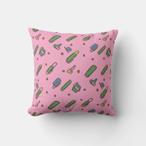 Retro Flying Clips Graphical Pattern on any Color Throw Pillow