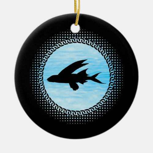 Retro Flying Fish Lover Apparel Marine Fish  Ceramic Ornament