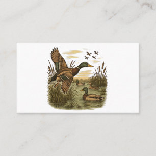 Retro-Flying-Mallard-Duck-Hunting,  Business Card