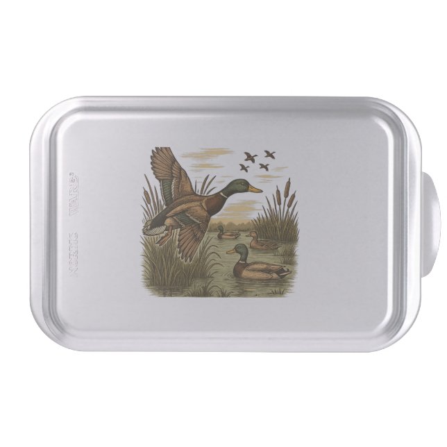 Retro-Flying-Mallard-Duck-Hunting Cake Pan (Front)