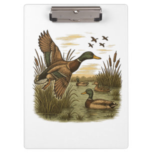 Retro-Flying-Mallard-Duck-Hunting Clipboard