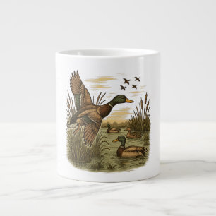 Retro-Flying-Mallard-Duck-Hunting Giant Coffee Mug