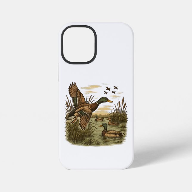 Retro-Flying-Mallard-Duck-Hunting iPhone Case (Back)