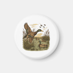 Retro-Flying-Mallard-Duck-Hunting, Magnet