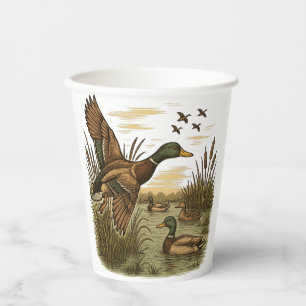 Retro-Flying-Mallard-Duck-Hunting, Paper Cups