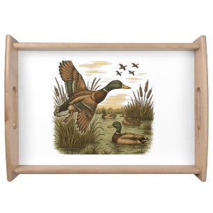 Retro-Flying-Mallard-Duck-Hunting Serving Tray