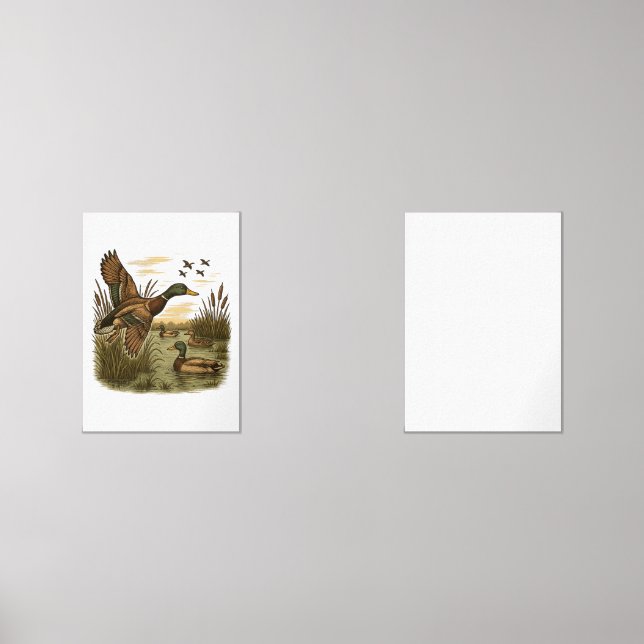 Retro-Flying-Mallard-Duck-Hunting Wall Art Sets (Front)