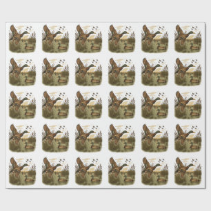 Retro-Flying-Mallard-Duck-Hunting Wrapping Paper
