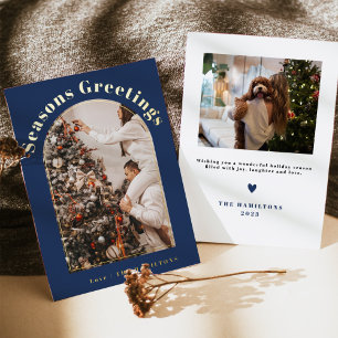 Retro Foil Christmas Card Seasons Greetings card