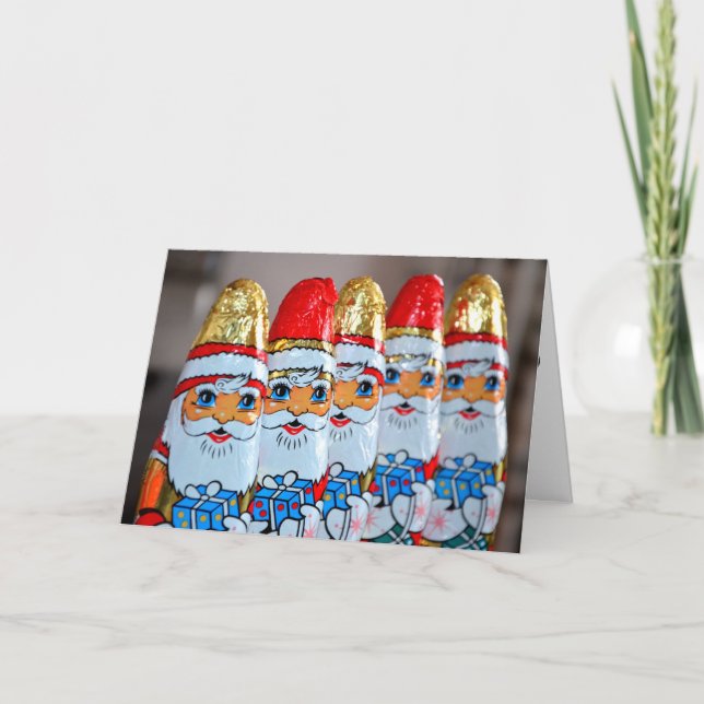 RETRO FOIL COVERED SANTA CHOCOLATE CHRISTMAS CARDS (Front)