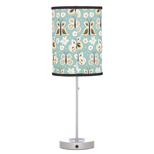 Retro Folk Art Butterflies Table Lamp (Back)