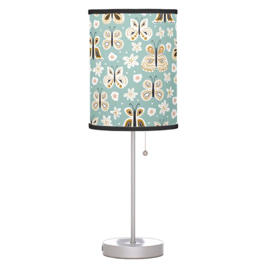 Retro Folk Art Butterflies Table Lamp (Left)