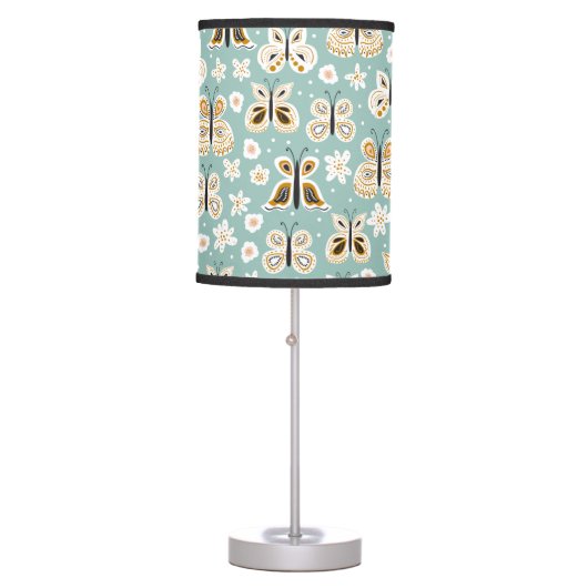 Retro Folk Art Butterflies Table Lamp (Front)