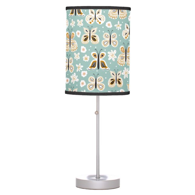 Retro Folk Art Butterflies Table Lamp (Front)