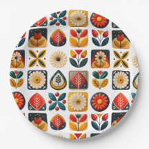 Retro Folk Floral Mosaic Party Charm
