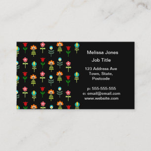 Retro folk floral pattern business card