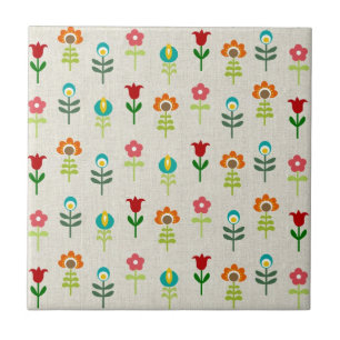 Retro folk flower pattern tile