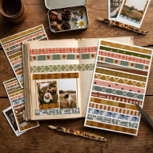 Retro Folk Tile Washi Strips Mid Century Sampler