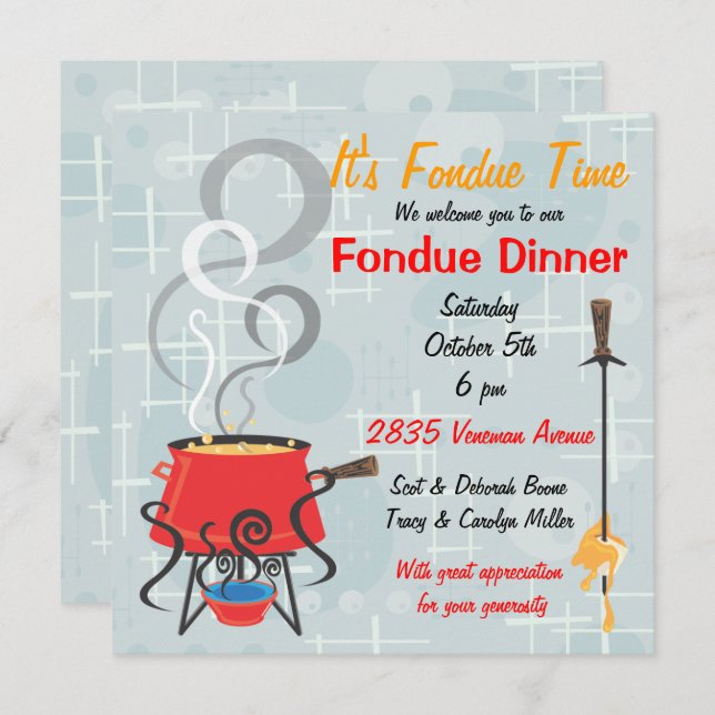 Retro Fondue Party Invitation (Front/Back)