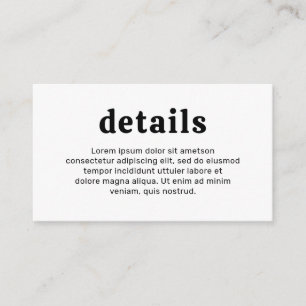 Retro Font Black and White Modern Wedding Enclosure Card