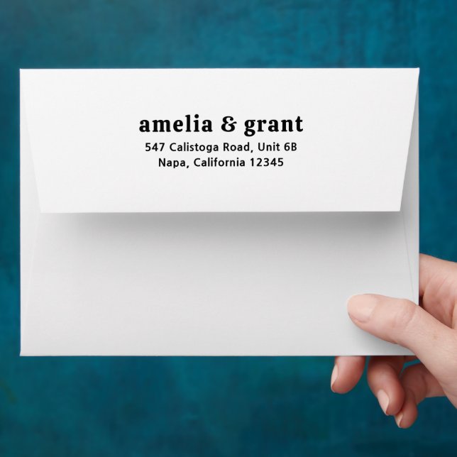 Retro Font Black and White Modern Wedding Envelope (Hand)