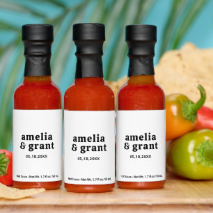 Retro Font Black and White Modern Wedding Hot Sauces