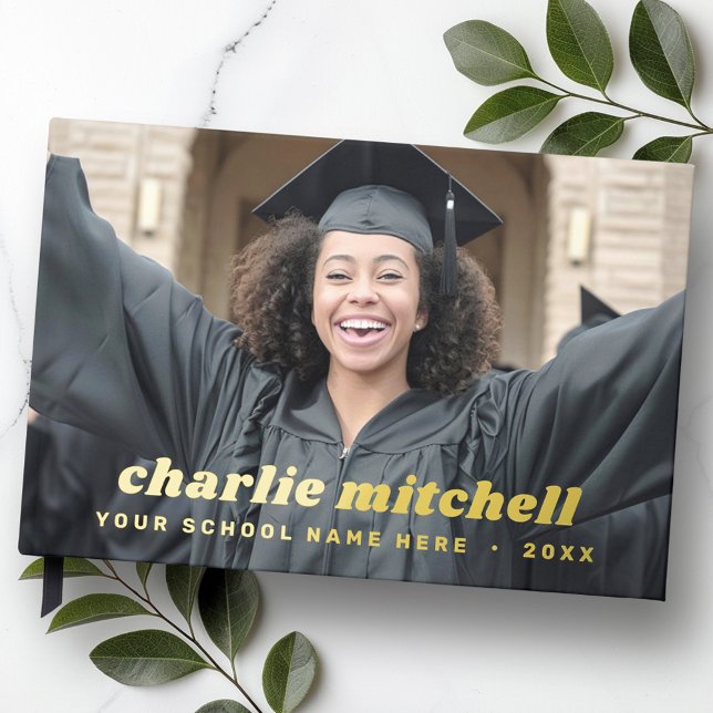 Retro font graduation graduate photo foil guest book  (Retro font graduation graduate photo foil guest book)