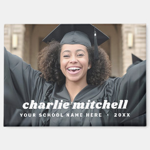 Retro font graduation graduate photo magnet