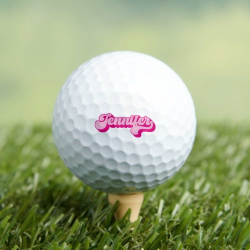 Retro Font Hot Pink Jennifer Golf Balls