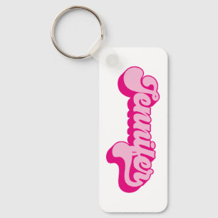 Retro Font Hot Pink Jennifer Keychain