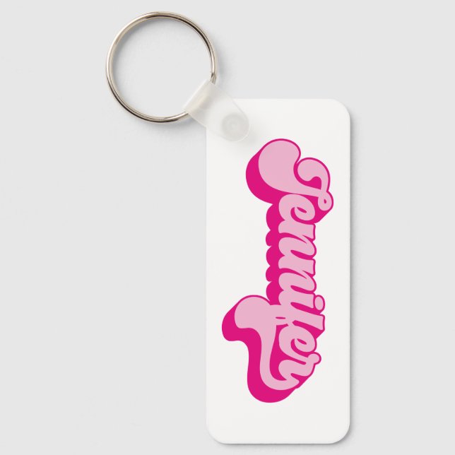 Retro Font Hot Pink Jennifer Keychain (Front)