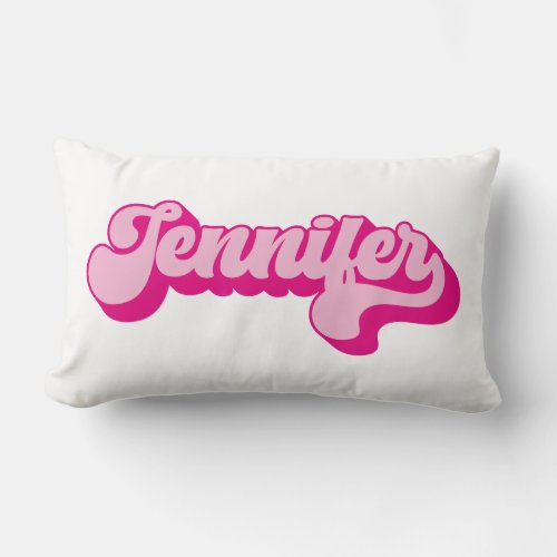 Retro Font Hot Pink Jennifer Lumbar Pillow