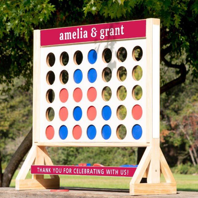 Retro Font Hot Pink Modern Wedding Fast Four (Lawn)