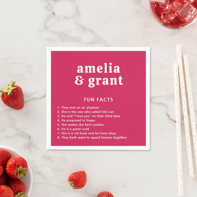Retro Font Hot Pink Modern Wedding Napkins (Insitu)