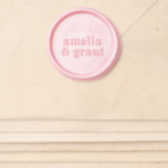Retro Font Modern Wedding Wax Seal Sticker<br><div class="desc">Modern style wedding wax seal stickers featuring a simple and minimal layout with your names in a groovy retro font.</div>