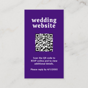 Retro Font Purple QR Code Modern Wedding Enclosure Card