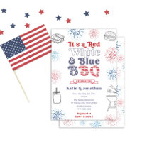 Retro Font Red White And Blue BBQ Couples Shower