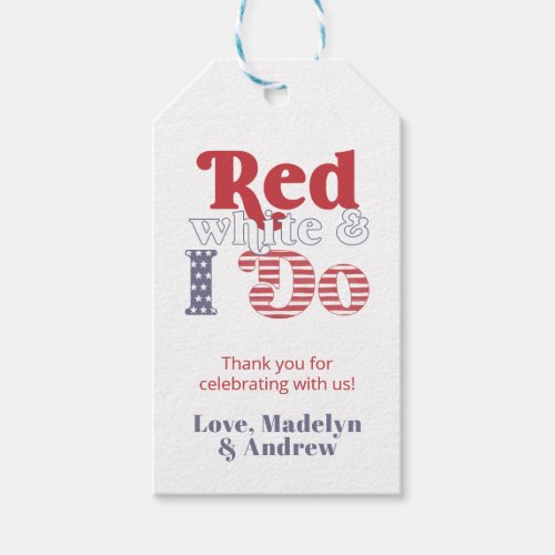 Retro Font Red White And I Do Couples Shower Favor Gift Tags
