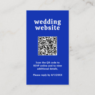 Retro Font Sapphire Blue QR Code Modern Wedding Enclosure Card