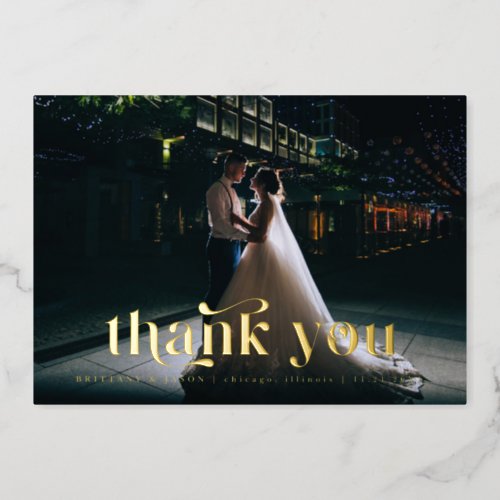 Retro Font Wedding Thank You Foil Invitation