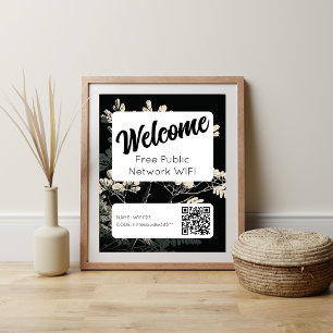 Retro Font WIFI Network Password QR Code Poster