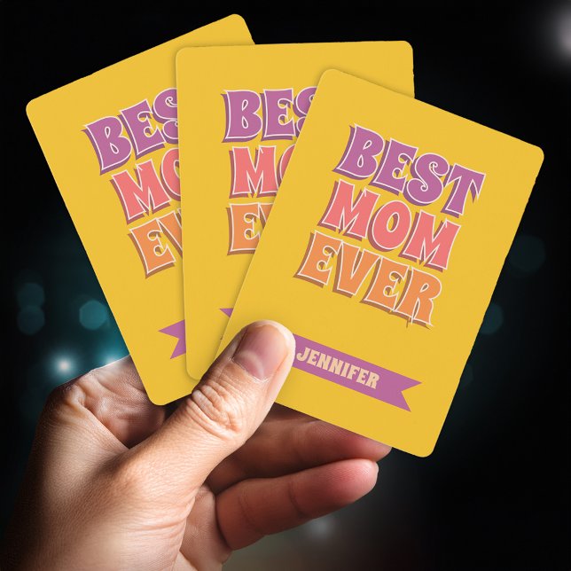 Retro Fonts Best Mom Ever Custom Name Colorful Poker Cards (Creator Uploaded)