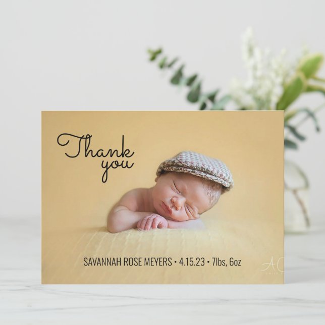 Retro Fonts Photo Thank You Note Invitation (Standing Front)