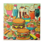 Retro Food Comic Illustration Ceramic Tile<br><div class="desc">Retro Food Comic Illustration</div>