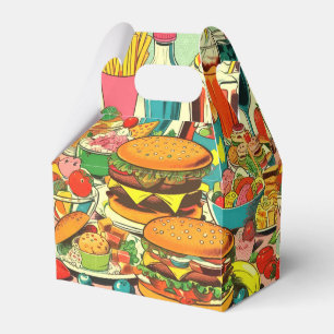Retro Food Comic Illustration Favor Boxes